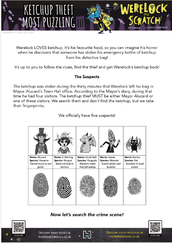 A Werelock and Scratch themed activity sheet